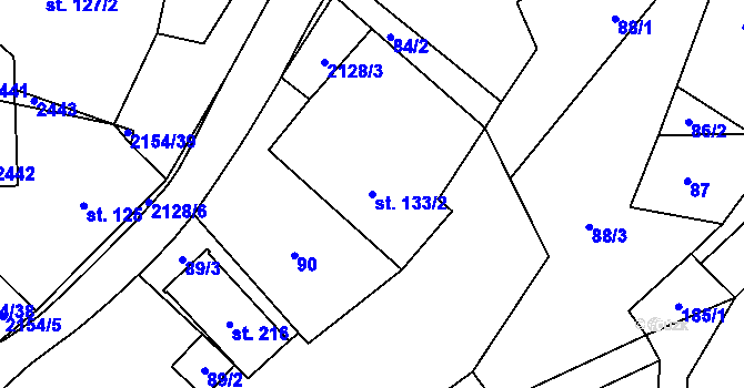 Parcela st. 133/2 v KÚ Nový Rychnov, Katastrální mapa