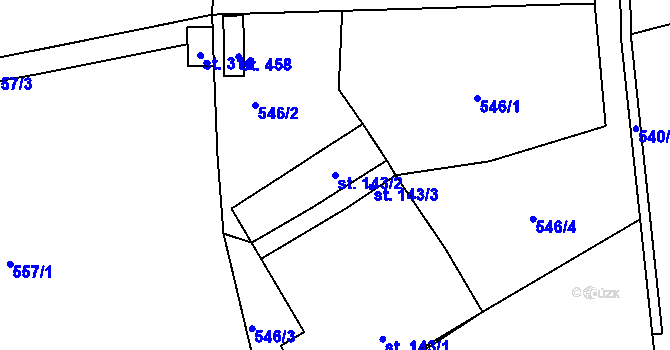 Parcela st. 143/2 v KÚ Nový Rychnov, Katastrální mapa