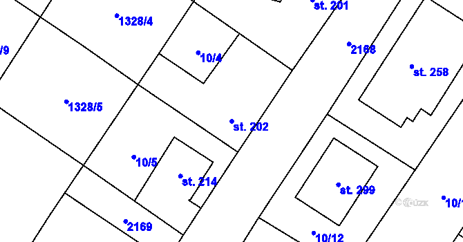 Parcela st. 202 v KÚ Nový Rychnov, Katastrální mapa
