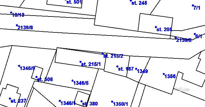 Parcela st. 215/2 v KÚ Nový Rychnov, Katastrální mapa