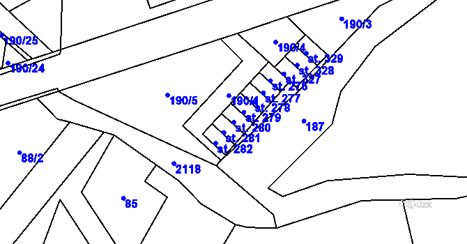 Parcela st. 280 v KÚ Nový Rychnov, Katastrální mapa