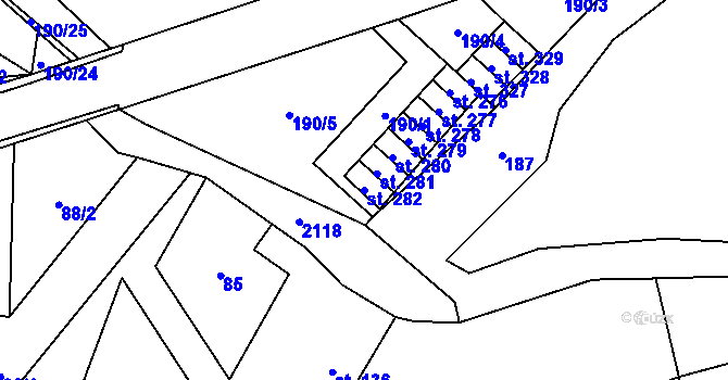 Parcela st. 282 v KÚ Nový Rychnov, Katastrální mapa