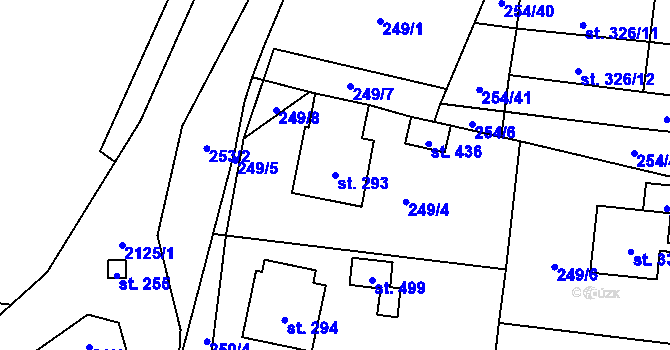 Parcela st. 293 v KÚ Nový Rychnov, Katastrální mapa