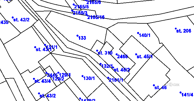 Parcela st. 310 v KÚ Nový Rychnov, Katastrální mapa