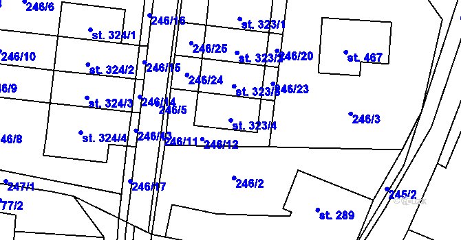 Parcela st. 323/4 v KÚ Nový Rychnov, Katastrální mapa