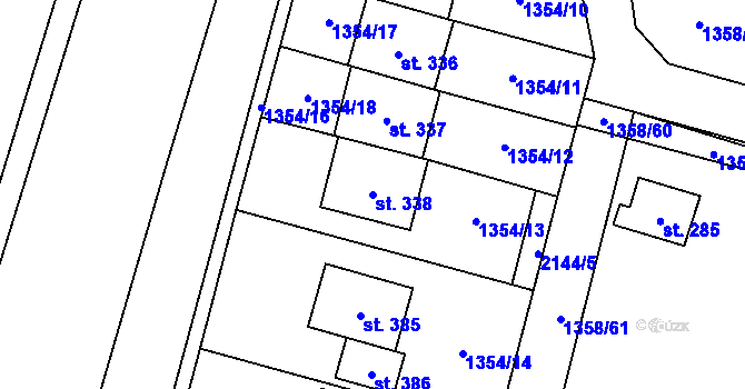 Parcela st. 338 v KÚ Nový Rychnov, Katastrální mapa