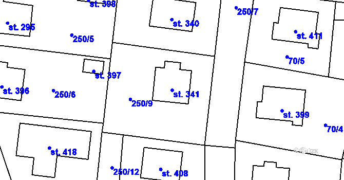 Parcela st. 341 v KÚ Nový Rychnov, Katastrální mapa