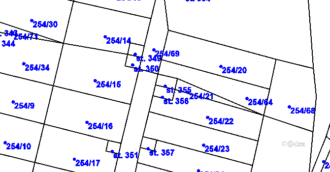 Parcela st. 355 v KÚ Nový Rychnov, Katastrální mapa
