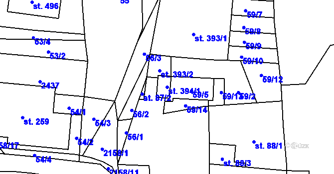 Parcela st. 394/1 v KÚ Nový Rychnov, Katastrální mapa