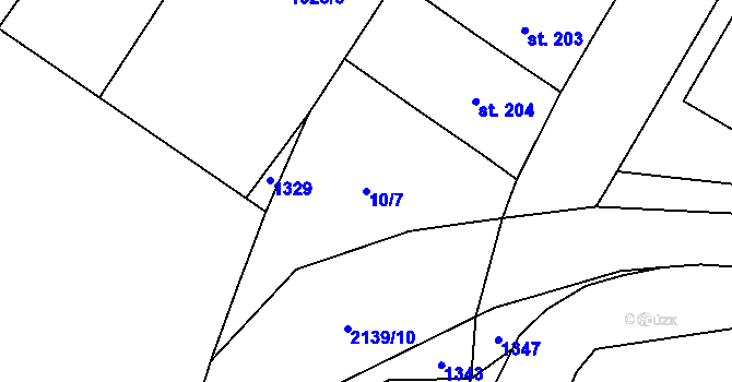 Parcela st. 10/7 v KÚ Nový Rychnov, Katastrální mapa