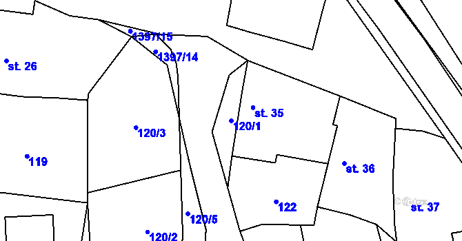 Parcela st. 120/1 v KÚ Nový Rychnov, Katastrální mapa