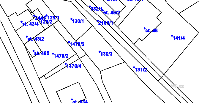 Parcela st. 130/3 v KÚ Nový Rychnov, Katastrální mapa