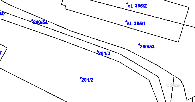 Parcela st. 201/3 v KÚ Nový Rychnov, Katastrální mapa