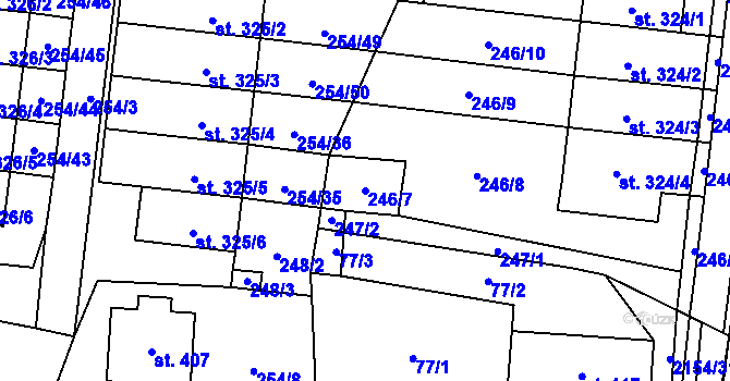 Parcela st. 246/7 v KÚ Nový Rychnov, Katastrální mapa