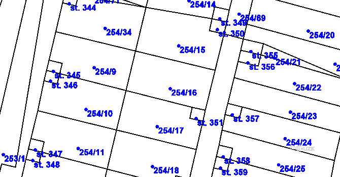 Parcela st. 254/16 v KÚ Nový Rychnov, Katastrální mapa