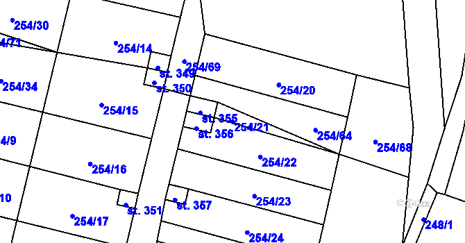 Parcela st. 254/21 v KÚ Nový Rychnov, Katastrální mapa