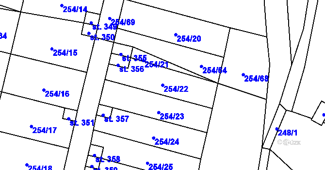 Parcela st. 254/22 v KÚ Nový Rychnov, Katastrální mapa