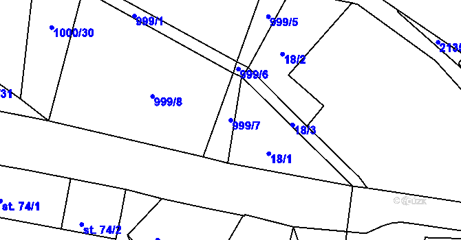 Parcela st. 999/7 v KÚ Nový Rychnov, Katastrální mapa