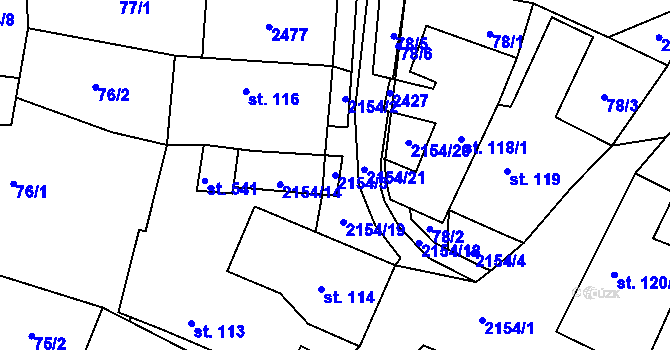 Parcela st. 2154/3 v KÚ Nový Rychnov, Katastrální mapa