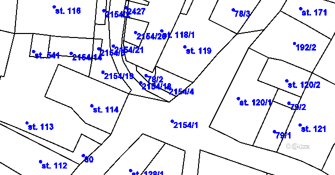 Parcela st. 2154/4 v KÚ Nový Rychnov, Katastrální mapa