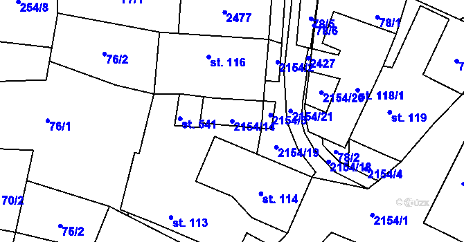 Parcela st. 2154/14 v KÚ Nový Rychnov, Katastrální mapa