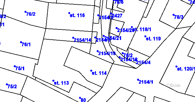 Parcela st. 2154/19 v KÚ Nový Rychnov, Katastrální mapa