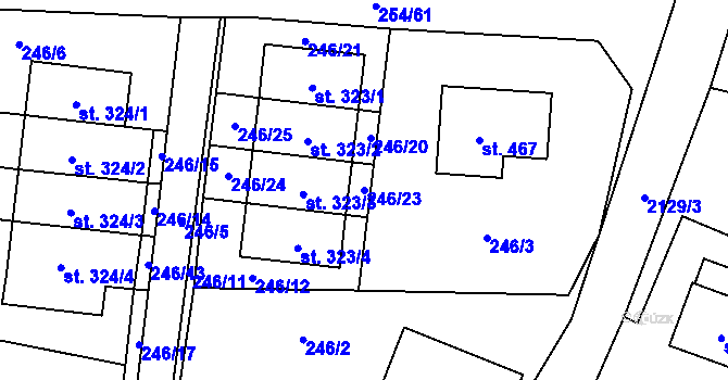 Parcela st. 246/23 v KÚ Nový Rychnov, Katastrální mapa
