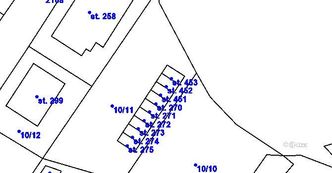 Parcela st. 452 v KÚ Nový Rychnov, Katastrální mapa
