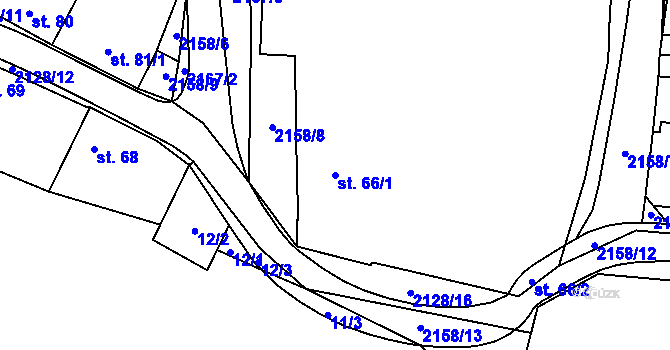 Parcela st. 66/1 v KÚ Nový Rychnov, Katastrální mapa