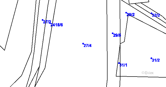 Parcela st. 27/4 v KÚ Nový Rychnov, Katastrální mapa