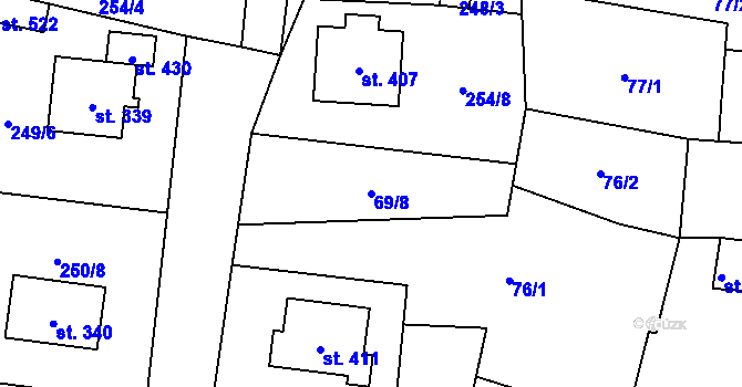 Parcela st. 69/8 v KÚ Nový Rychnov, Katastrální mapa