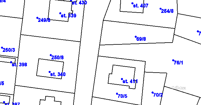 Parcela st. 69/9 v KÚ Nový Rychnov, Katastrální mapa