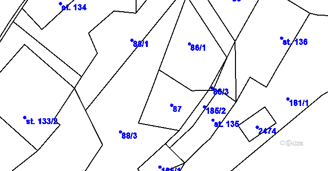 Parcela st. 86/2 v KÚ Nový Rychnov, Katastrální mapa