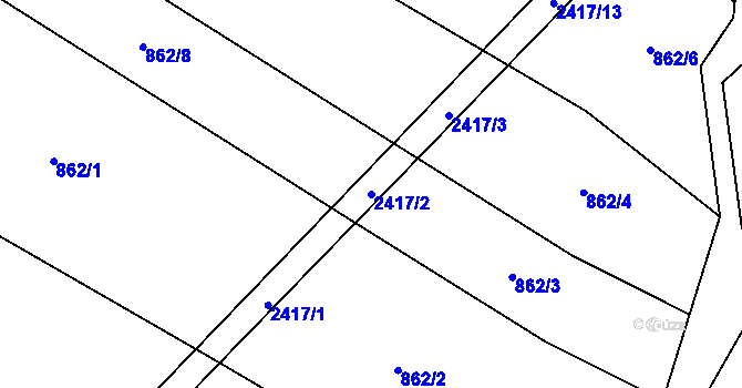 Parcela st. 2417/2 v KÚ Nový Rychnov, Katastrální mapa