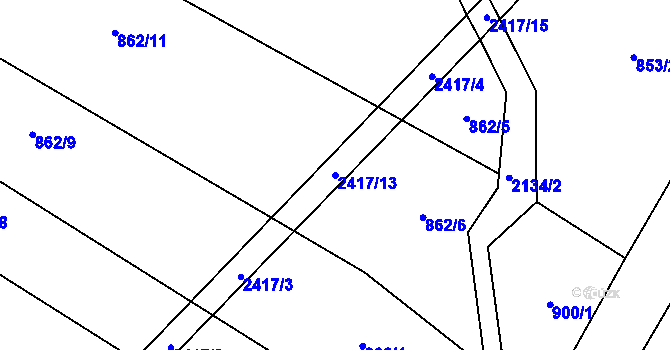 Parcela st. 2417/13 v KÚ Nový Rychnov, Katastrální mapa