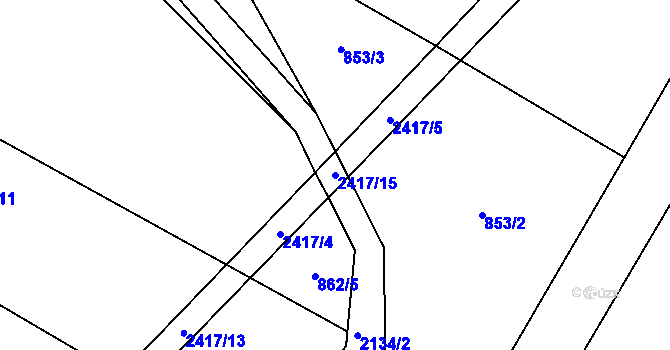 Parcela st. 2417/15 v KÚ Nový Rychnov, Katastrální mapa