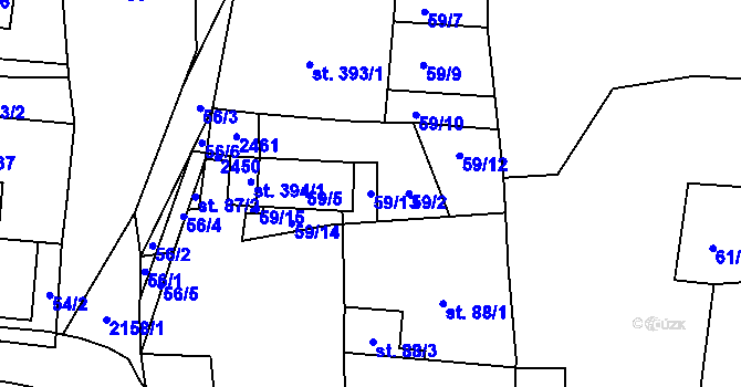 Parcela st. 59/13 v KÚ Nový Rychnov, Katastrální mapa