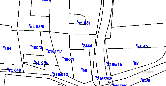 Parcela st. 57/3 v KÚ Nový Rychnov, Katastrální mapa