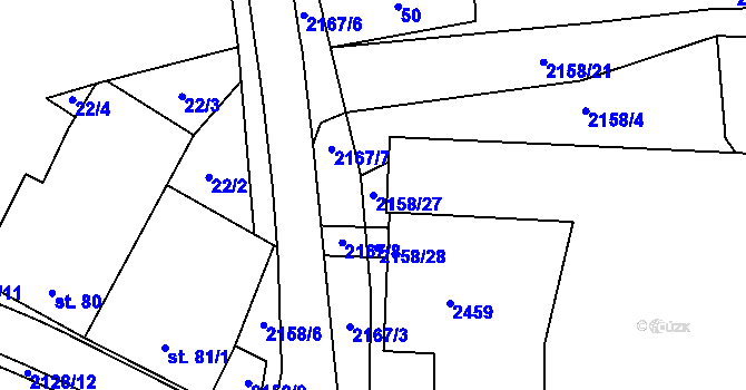 Parcela st. 2158/27 v KÚ Nový Rychnov, Katastrální mapa