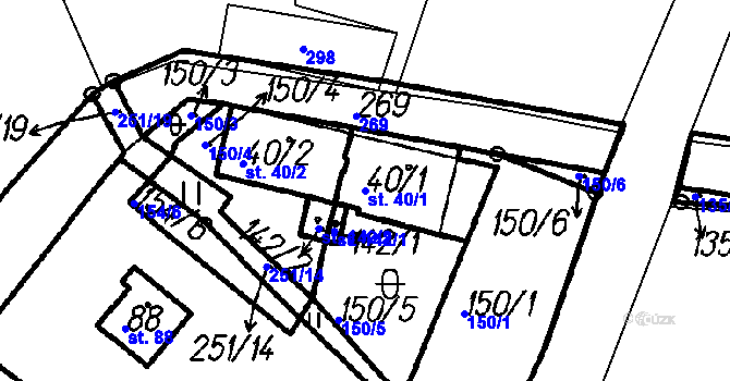 Parcela st. 40/1 v KÚ Borová Lada, Katastrální mapa