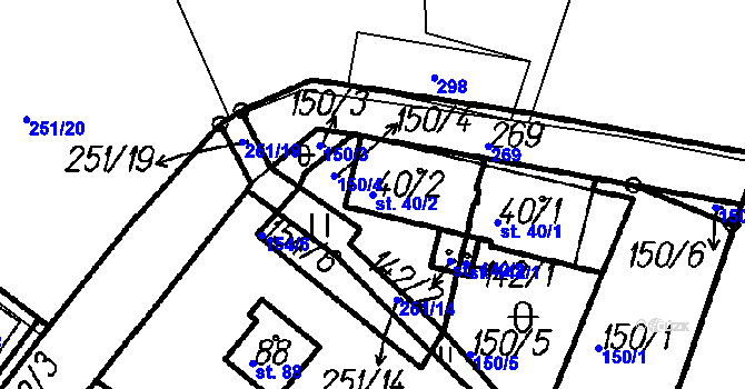 Parcela st. 40/2 v KÚ Borová Lada, Katastrální mapa