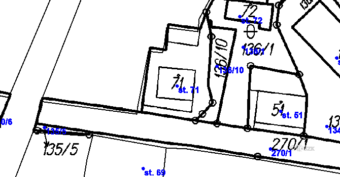 Parcela st. 71 v KÚ Borová Lada, Katastrální mapa