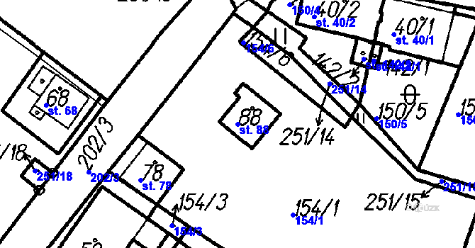 Parcela st. 88 v KÚ Borová Lada, Katastrální mapa