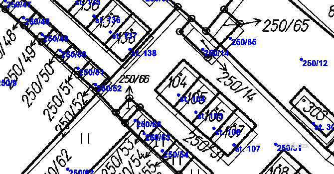 Parcela st. 104 v KÚ Borová Lada, Katastrální mapa
