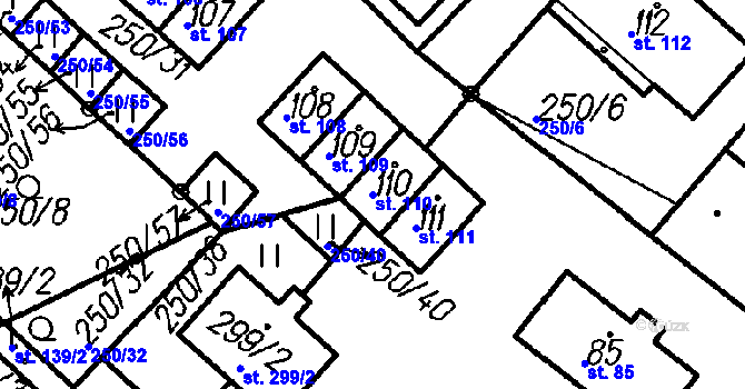 Parcela st. 110 v KÚ Borová Lada, Katastrální mapa