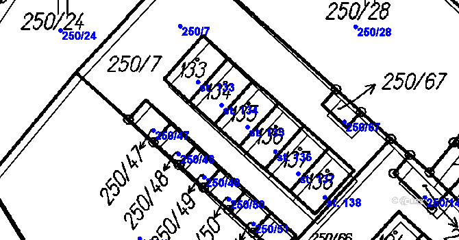 Parcela st. 135 v KÚ Borová Lada, Katastrální mapa