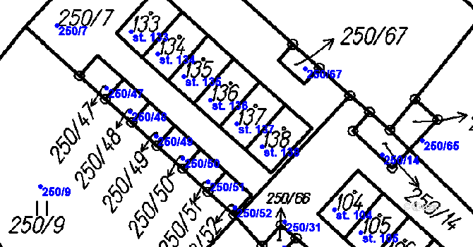 Parcela st. 137 v KÚ Borová Lada, Katastrální mapa