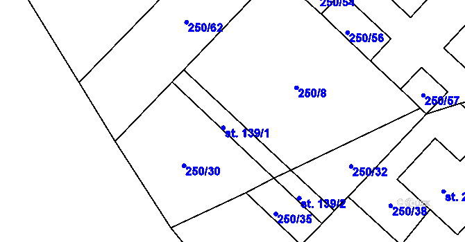 Parcela st. 139/1 v KÚ Borová Lada, Katastrální mapa