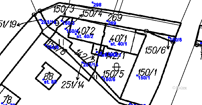 Parcela st. 142/1 v KÚ Borová Lada, Katastrální mapa