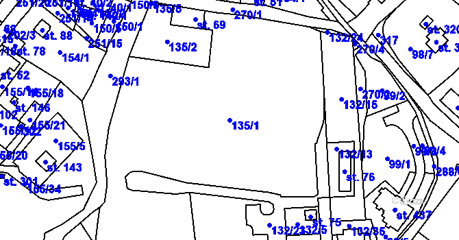 Parcela st. 135/1 v KÚ Borová Lada, Katastrální mapa
